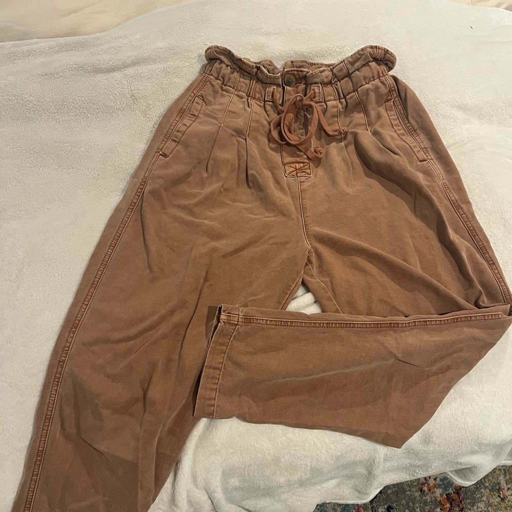 Free people orange cargo parachute pant